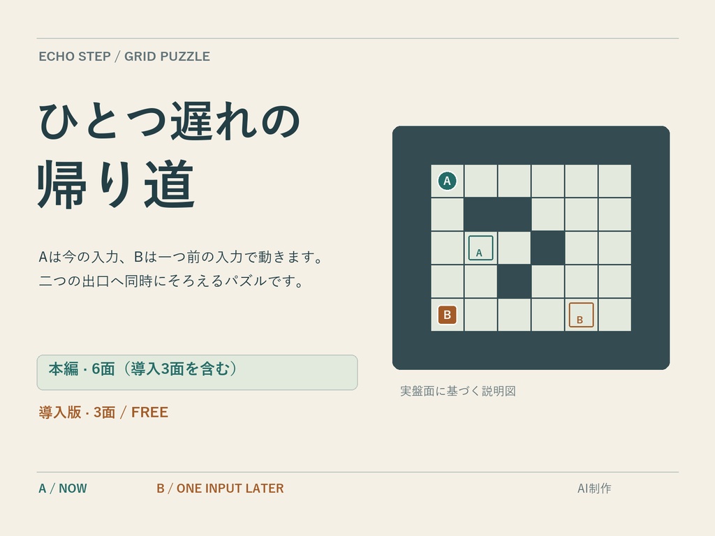 【無料導入版あり】1人用マス目パズル｜ひとつ遅れの帰り道