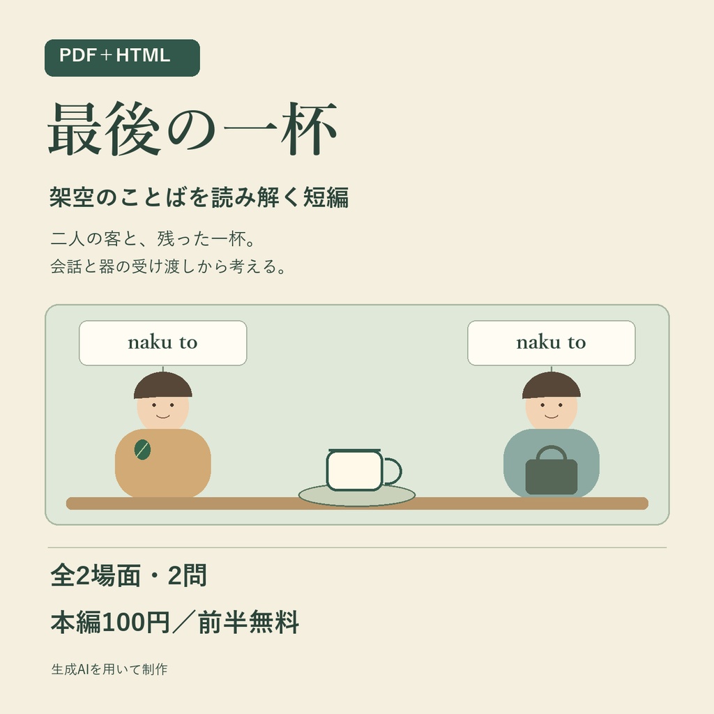 【PDF＋HTML】最後の一杯｜架空のことばを読み解く短編・全2場面