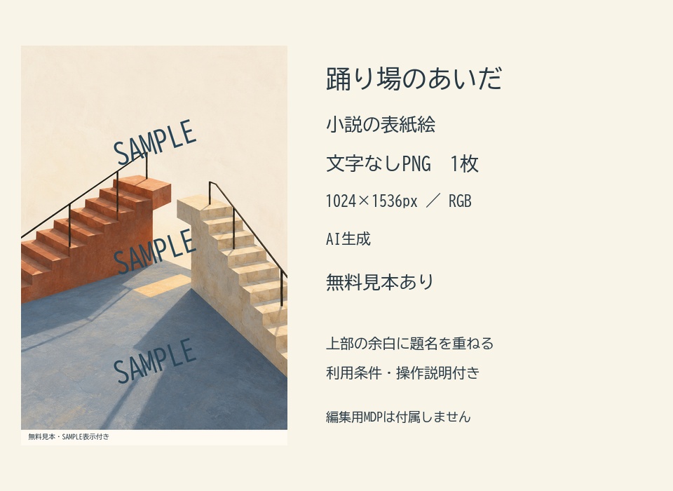 踊り場のあいだ|小説の表紙絵・文字なしPNG1枚