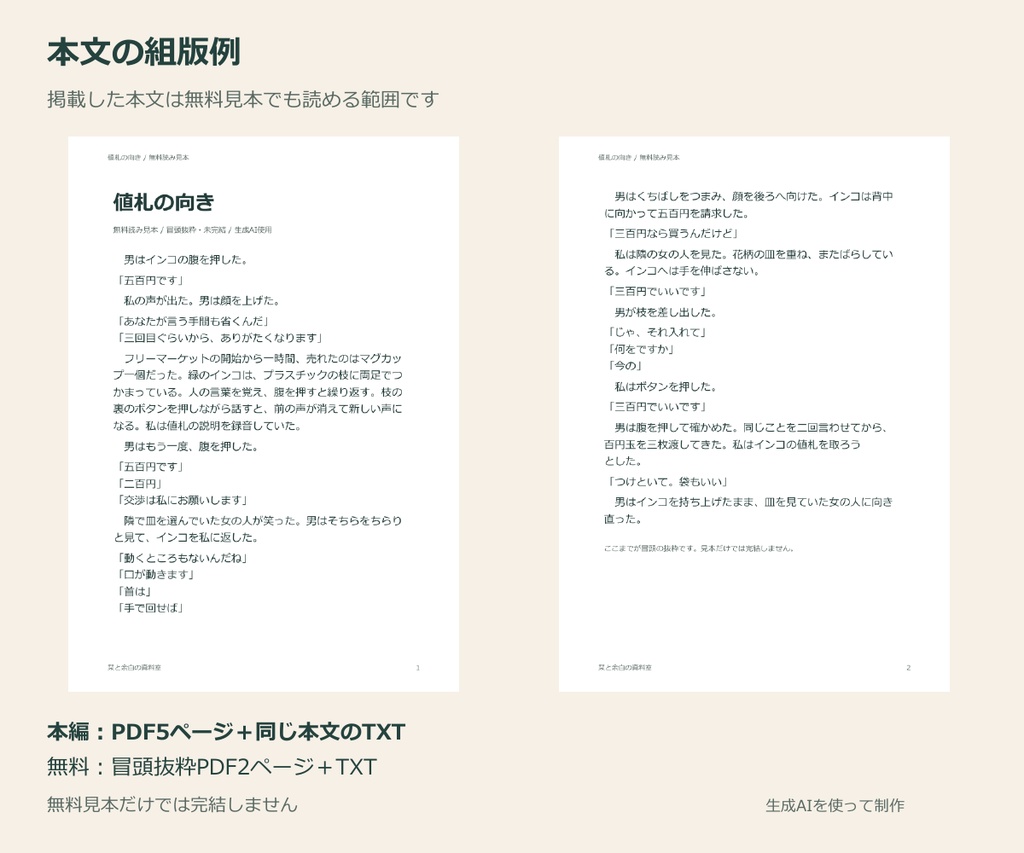 値札の向き|フリーマーケットの売買を描く掌編小説【無料読み見本あり】