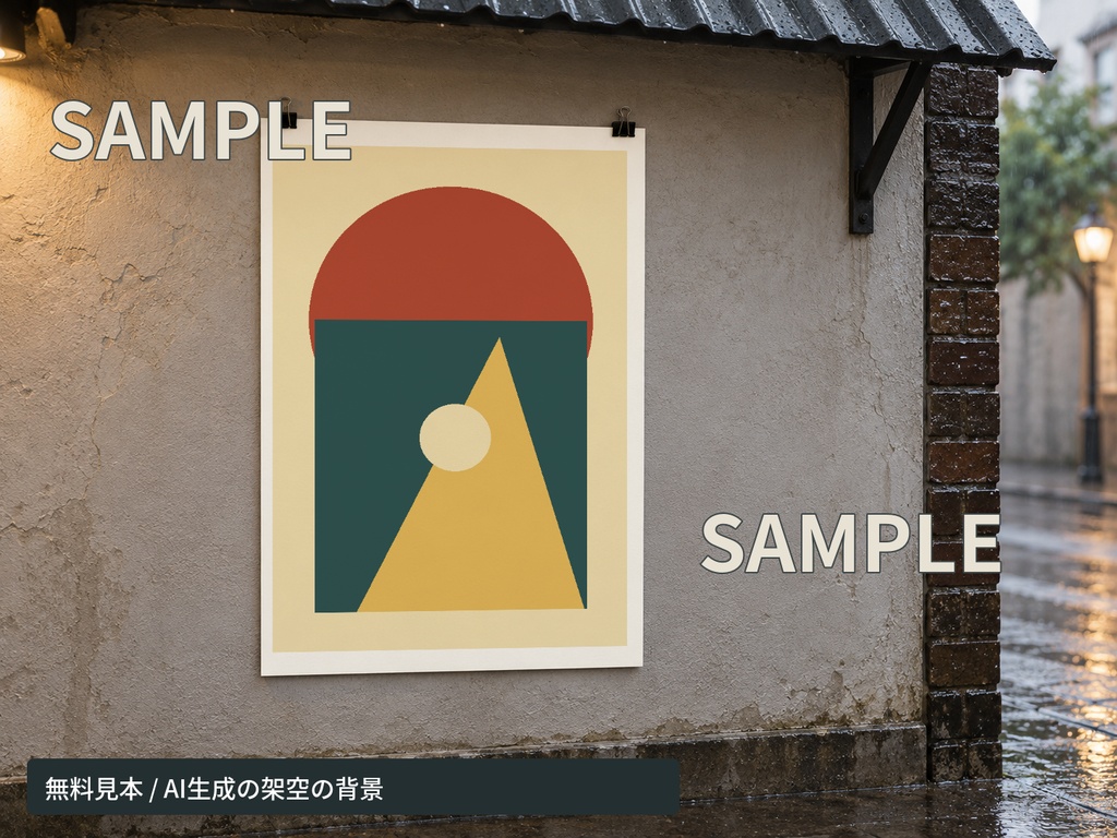 雨よけの掲示壁|ポスター用の合成背景・MDP/PNG 1場面