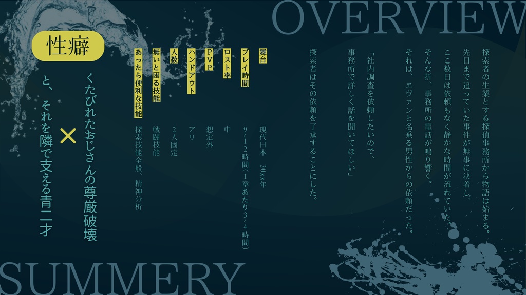 CoCシナリオ「深淵災禍探偵録」【SPLL:E191615】