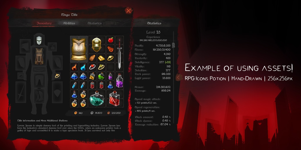 +154 RPG Icons Potion & RPG アイコンの位置