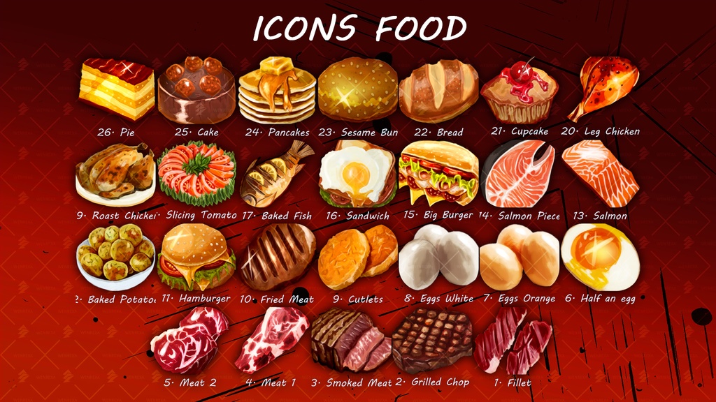 Assets Anime: Food Icons & 食品アイコン