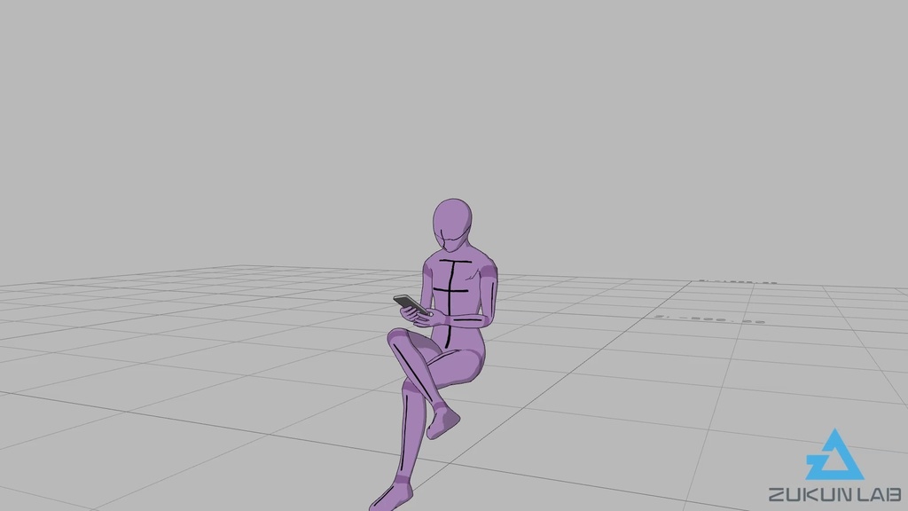 【#5】スマホを見ながら座っている人①(若者/女性)【モブ用モーション】