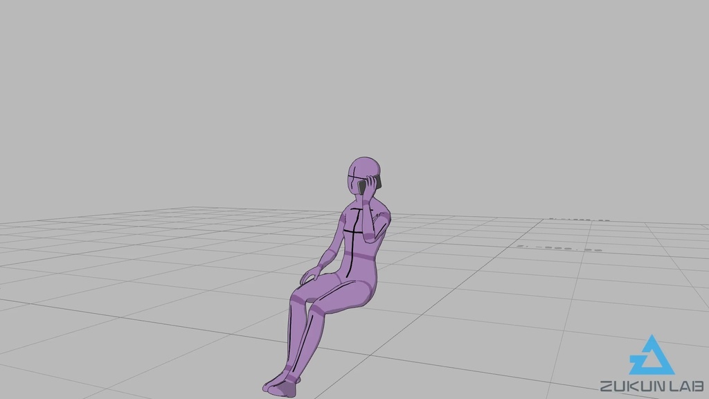 【#7】スマホで通話しながら座っている人①(若者/女性)【モブ用モーション】