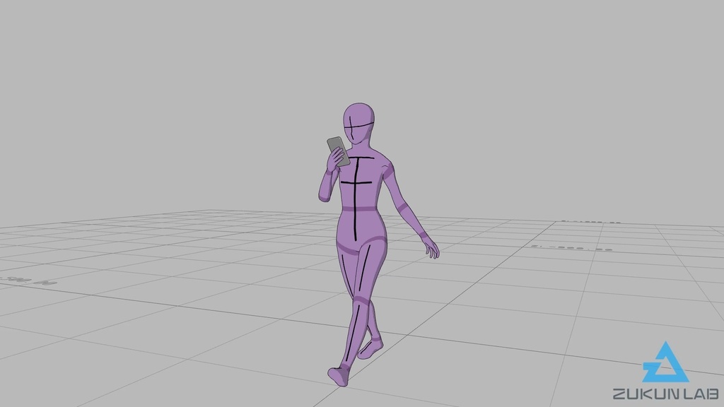 【#49】スマホを持ちながら歩いている人①(若者/女性)【モブ用モーション】