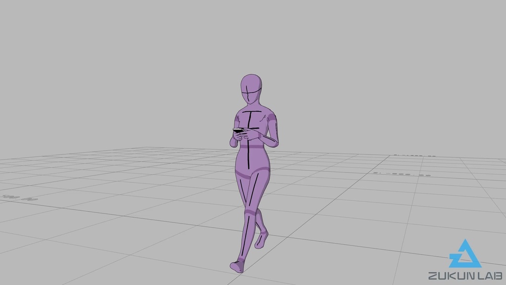 【#50】スマホを持ちながら歩いている人②(若者/女性)【モブ用モーション】