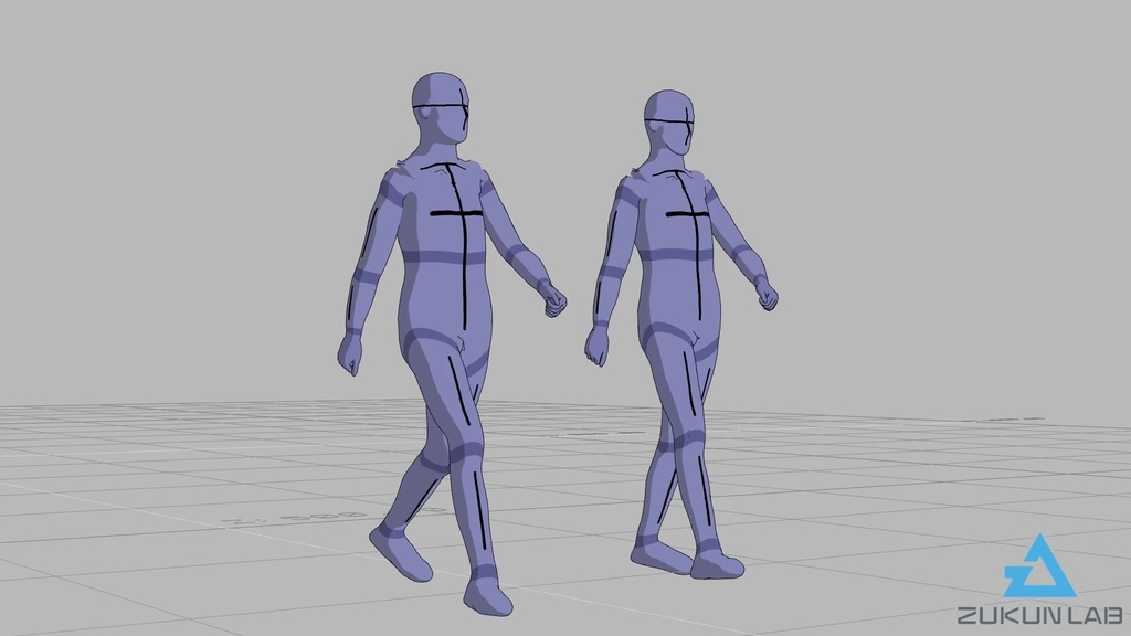 【#58】会話しながら歩いている人②(若者/男性/2人組)【モブ用モーション】