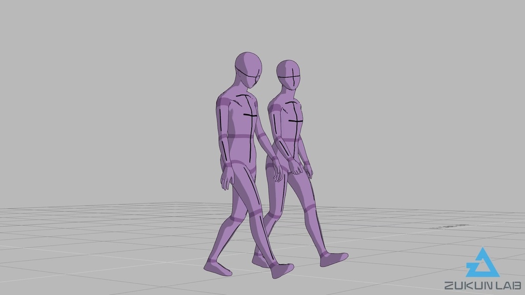 【#57】会話しながら歩いている人①(若者/女性/2人組)【モブ用モーション】