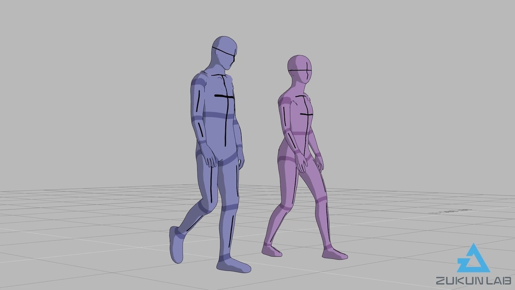 【#59】会話しながら歩いている人③(若者/男女/2人組)【モブ用モーション】