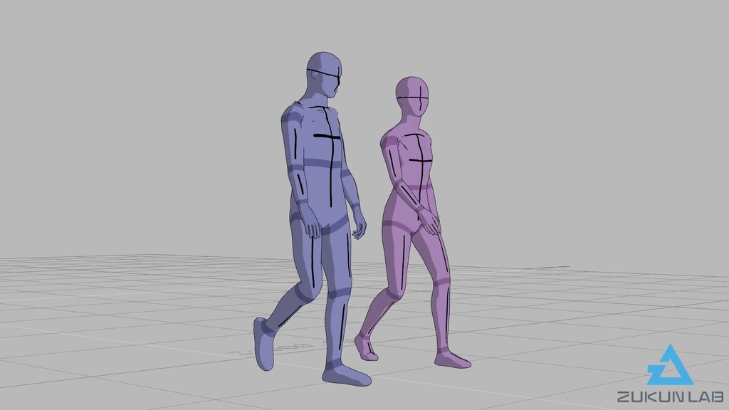 【#59】会話しながら歩いている人③(若者/男女/2人組)【モブ用モーション】