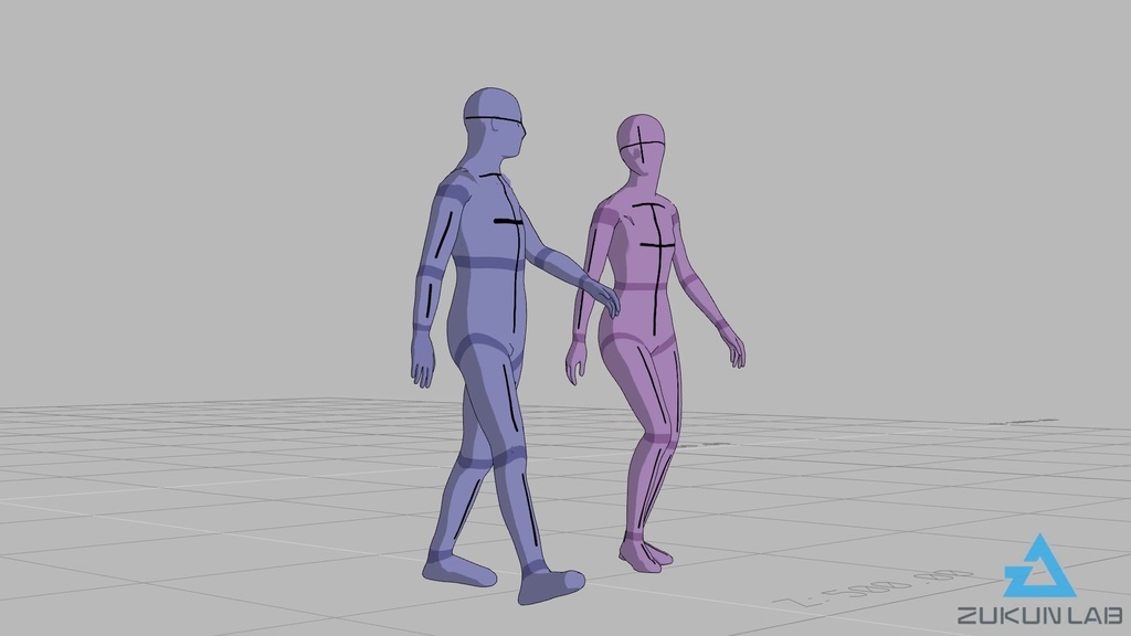 【#59】会話しながら歩いている人③(若者/男女/2人組)【モブ用モーション】