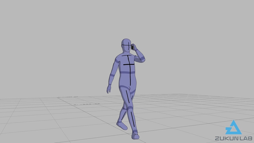 【#56】スマホで通話しながら歩いている人④(若者/男性)【モブ用モーション】