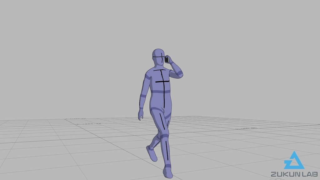 【#56】スマホで通話しながら歩いている人④(若者/男性)【モブ用モーション】