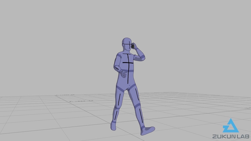 【#56】スマホで通話しながら歩いている人④(若者/男性)【モブ用モーション】