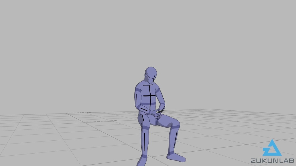 【#67】立ち上がって歩いていく人④(若者/男性/正面/スマホあり)【モブ用モーション】