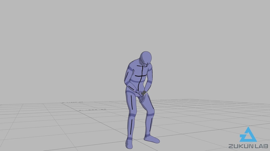 【#67】立ち上がって歩いていく人④(若者/男性/正面/スマホあり)【モブ用モーション】