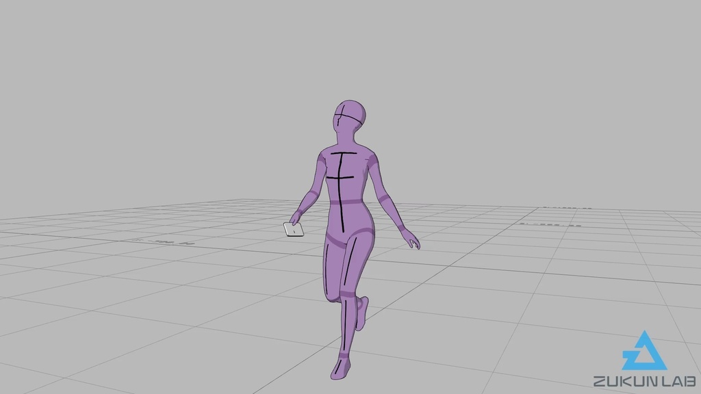 【#65】立ち上がって歩いていく人②(若者/女性/正面/スマホあり)【モブ用モーション】