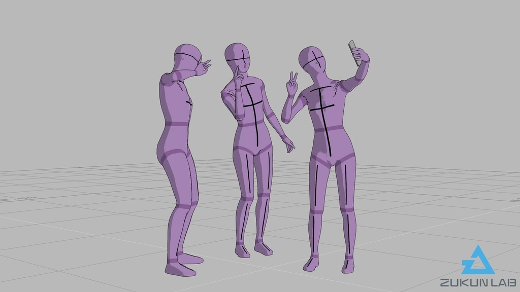 【#90】自撮りする人③(若者/女性/3人組)【モブ用モーション】