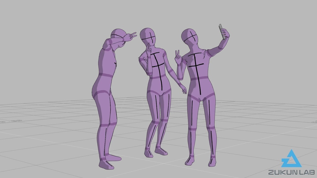 【#90】自撮りする人③(若者/女性/3人組)【モブ用モーション】