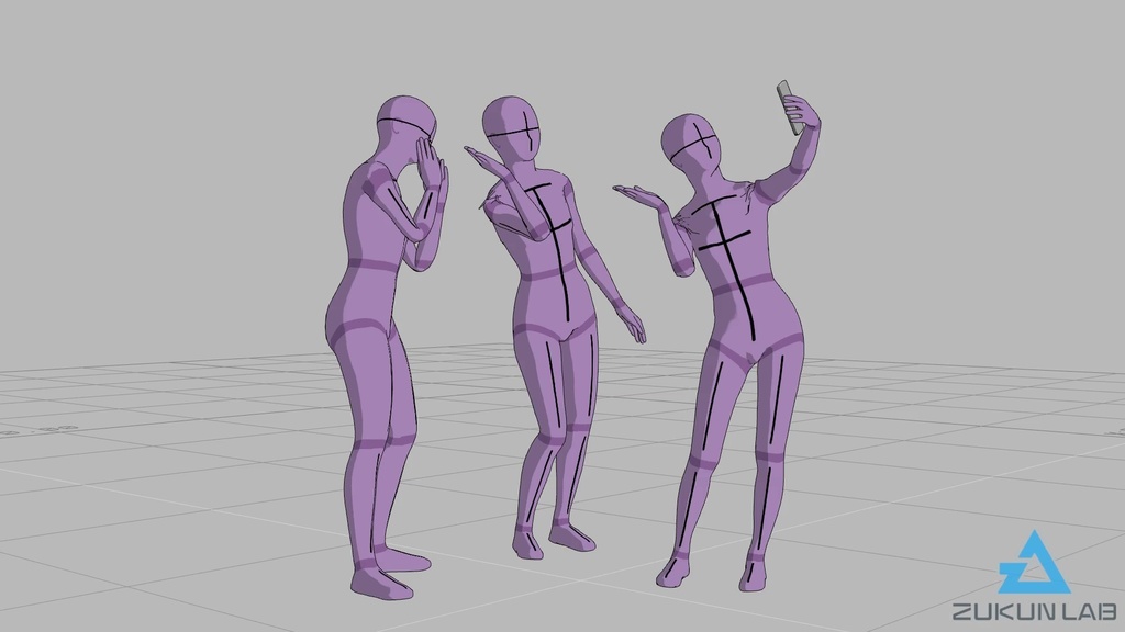 【#90】自撮りする人③(若者/女性/3人組)【モブ用モーション】