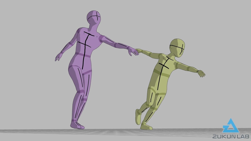 【#137】母親を引っ張りながら走る子供(女性/男の子)【モブ用モーション】