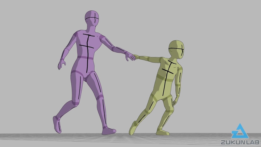 【#137】母親を引っ張りながら走る子供(女性/男の子)【モブ用モーション】