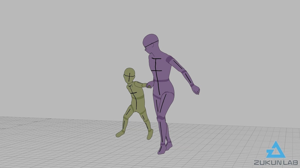 【#138】母親に引っ張られながら走る子供(女性/男の子)【モブ用モーション】