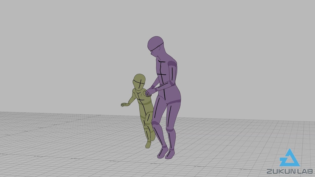 【#138】母親に引っ張られながら走る子供(女性/男の子)【モブ用モーション】