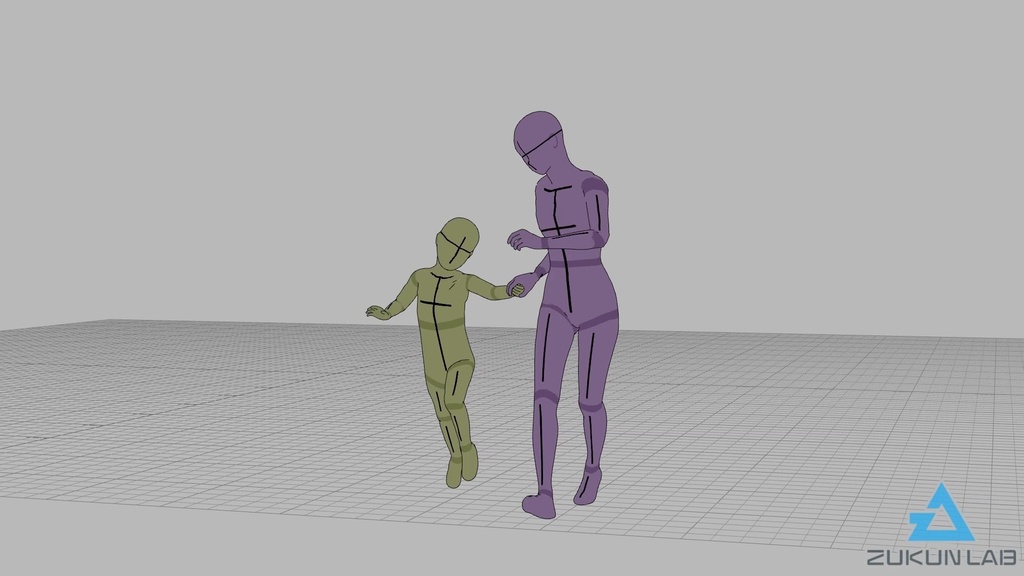 【#138】母親に引っ張られながら走る子供(女性/男の子)【モブ用モーション】