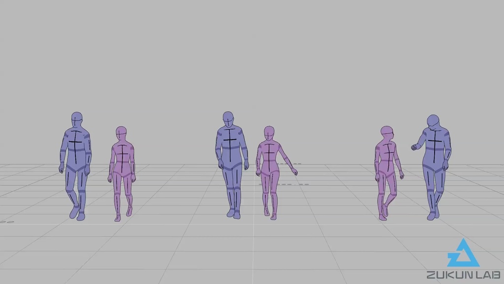 会話しながら歩いている人たち(若者/男女)【モブ用モーション】