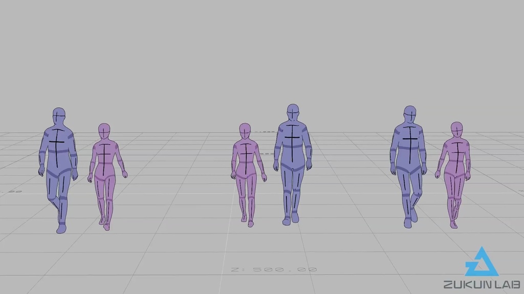 ペアで歩いている人たち(若者/男女/2人組)【モブ用モーション】