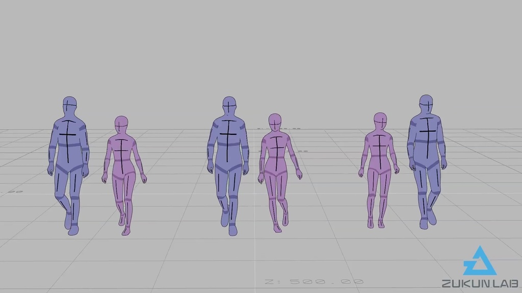 ペアで歩いている人たち(若者/男女/2人組)【モブ用モーション】