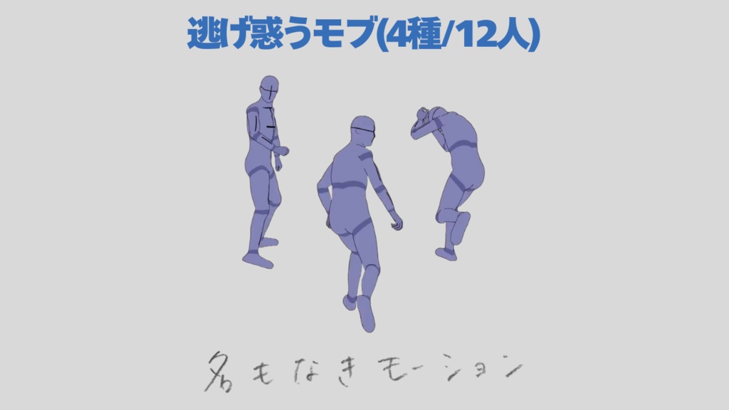 逃げ惑う人たち(4種/12人)【モブ用モーション】