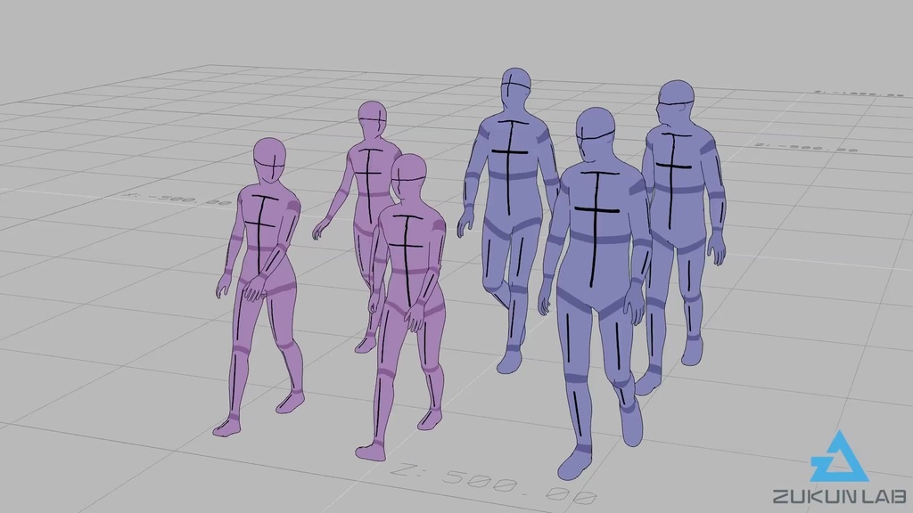 ペアで歩いている人たち(若者/男女/複数)【モブ用モーション】