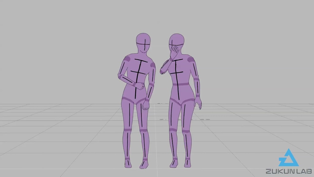 ひそひそ話する人たち(若者/女性)【モブ用モーション】