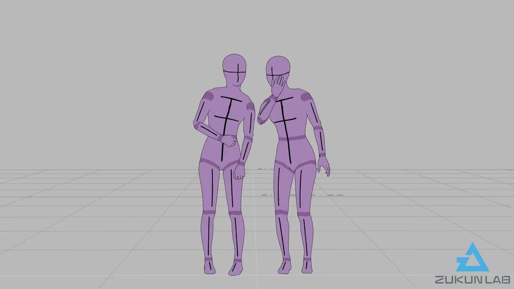 ひそひそ話する人たち(若者/女性)【モブ用モーション】