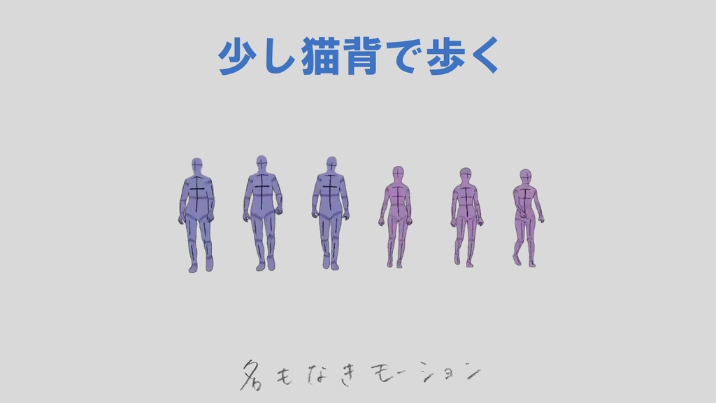 少し猫背で歩く人たち【モブ用モーション】