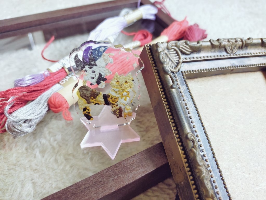 空&パイモン猫刺繍アクスタ