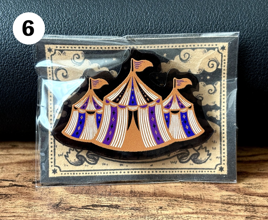 アクリルブローチ(道化師・サーカステント・気球)