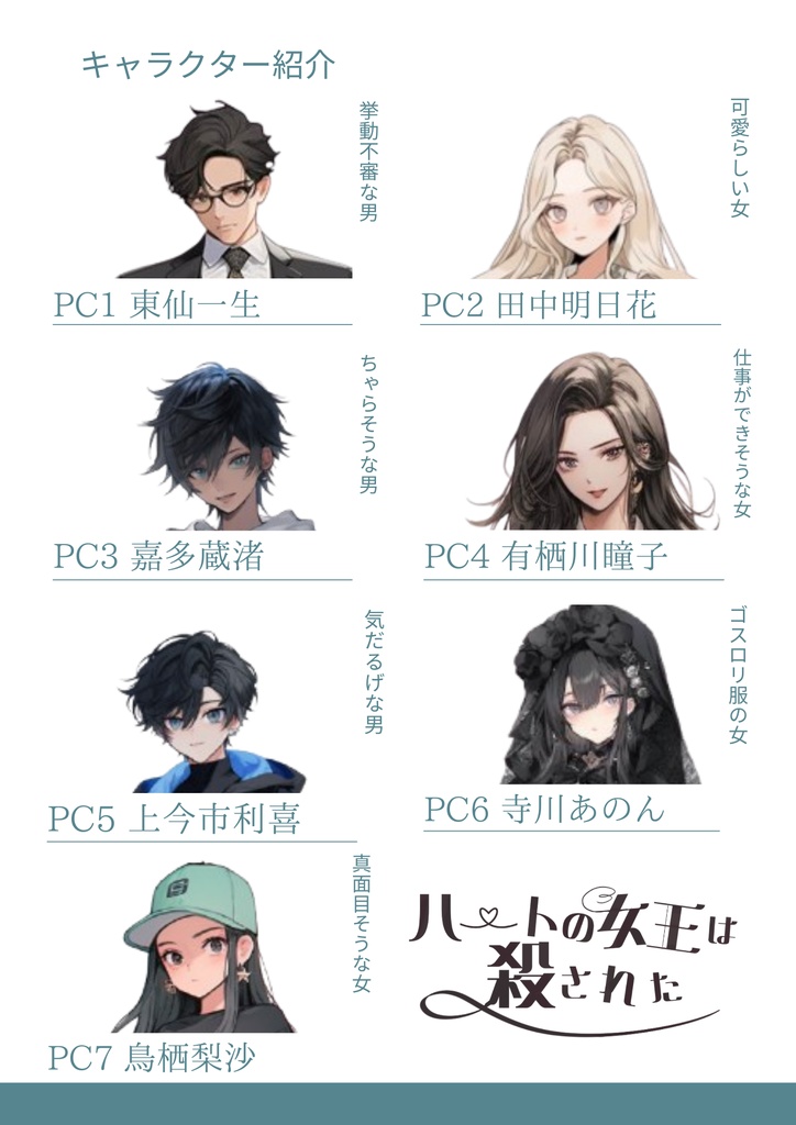 ハートの女王は殺された【7人用GM必須デスゲーム+マーダーミステリー】