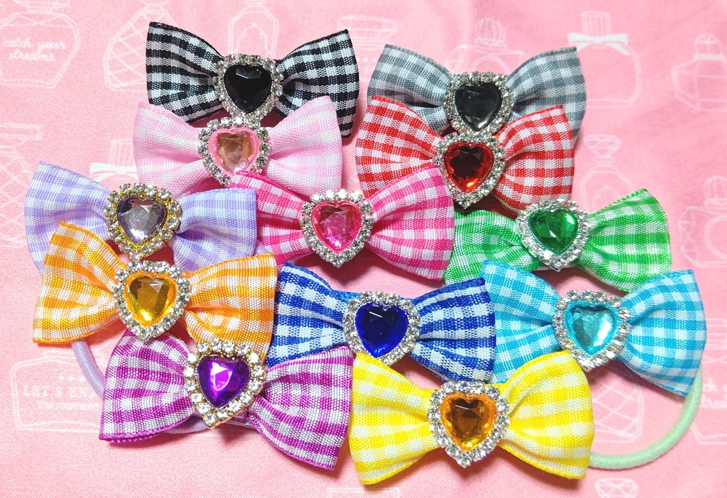 新色追加!10㎝ぬい用推し色チェックのリボンスタイ