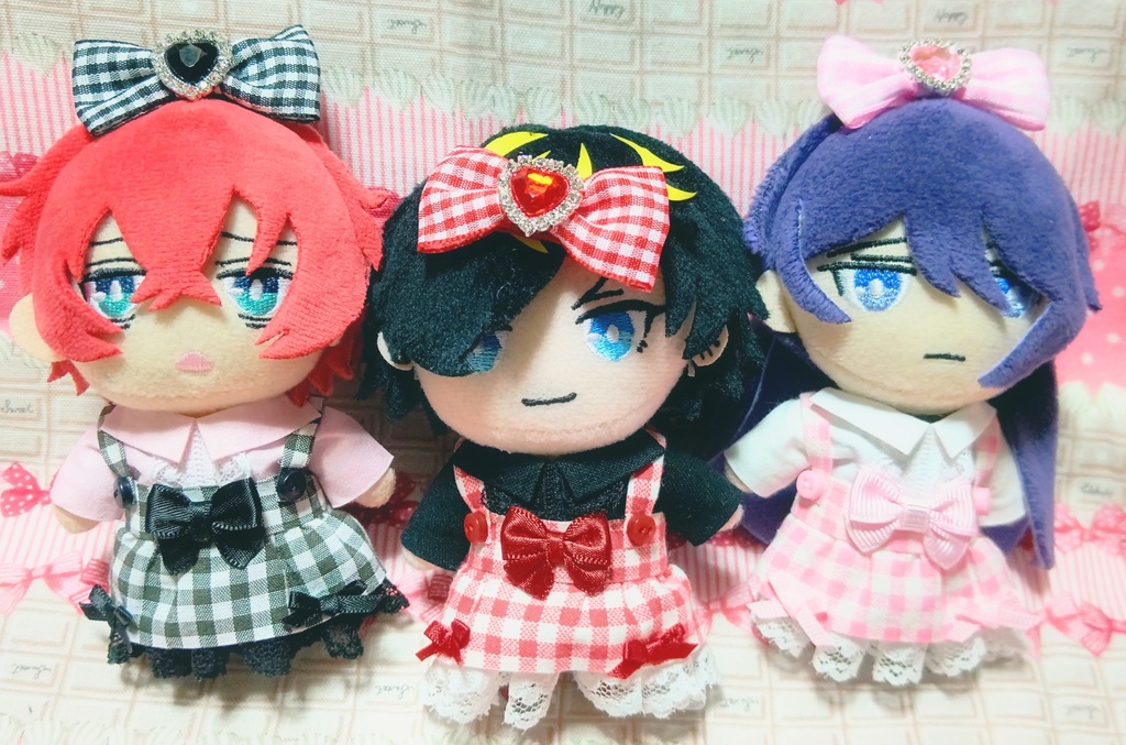 ※受注制作※10㎝ぬい用ギンガムチェックのJSKセットアップ