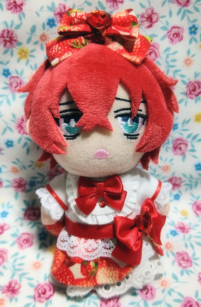 10㎝ぬい用/ロリィタごっこいちごワンピース