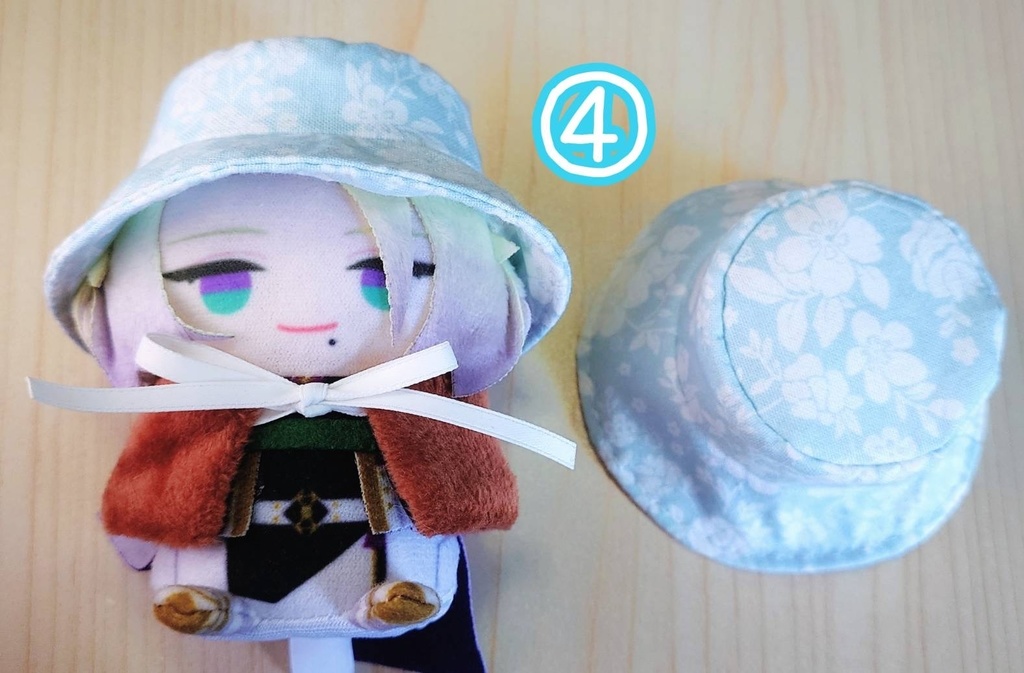 新色追加10㎝ぬい用くすみカラーの花柄バケットハット#1