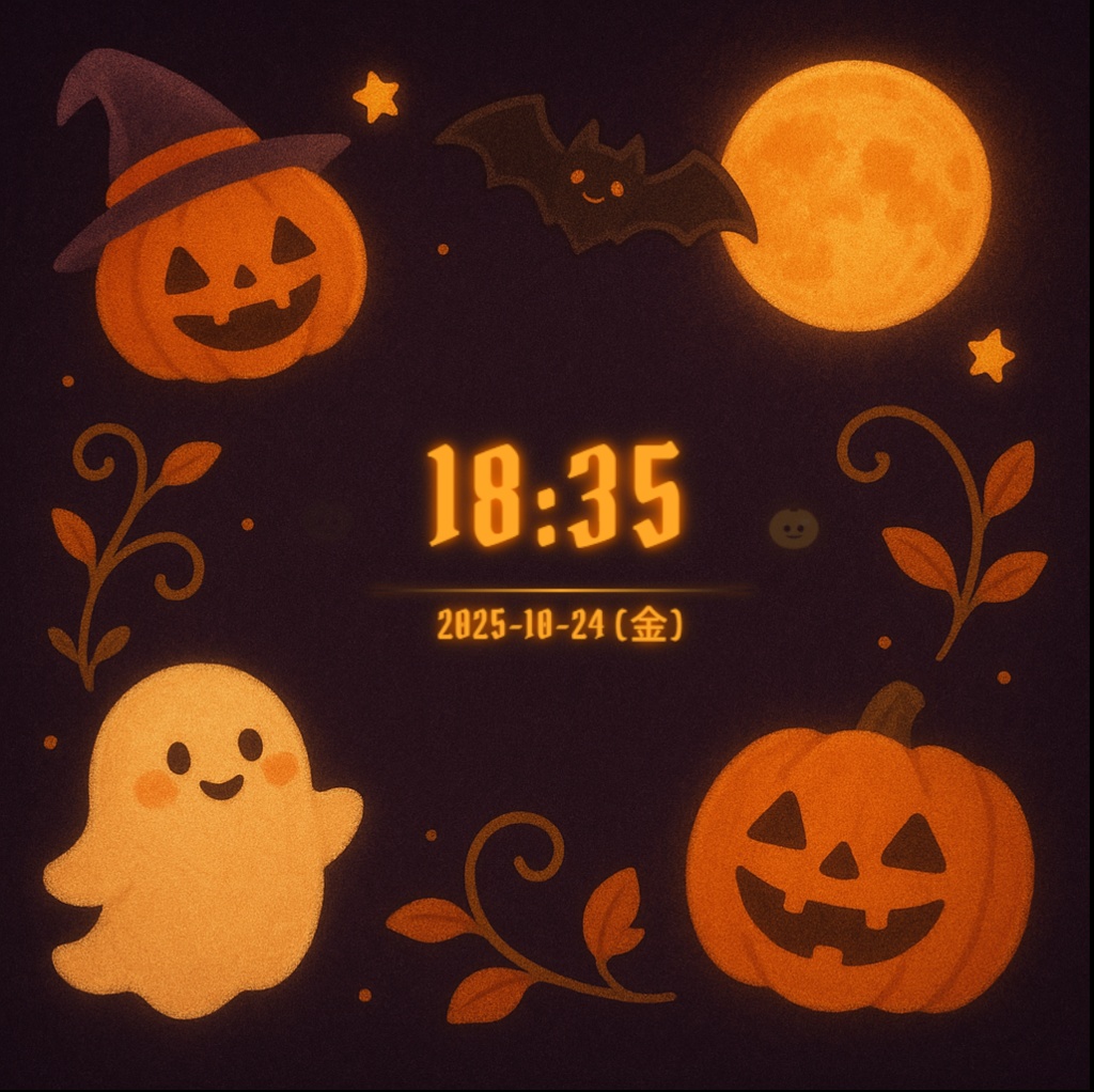 シンプルデジタル時計(ハロウィンVer)