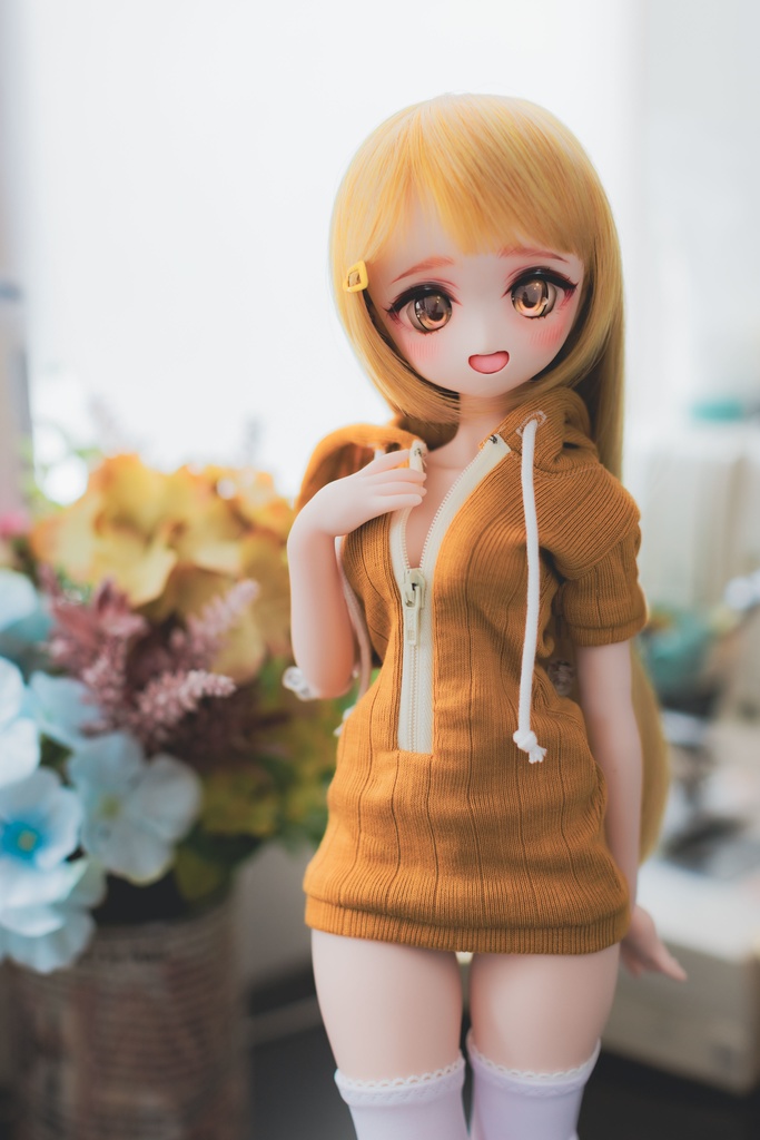 MDD/MDDもちあし2.0  ハーフジップパーカーワンピース マスタード