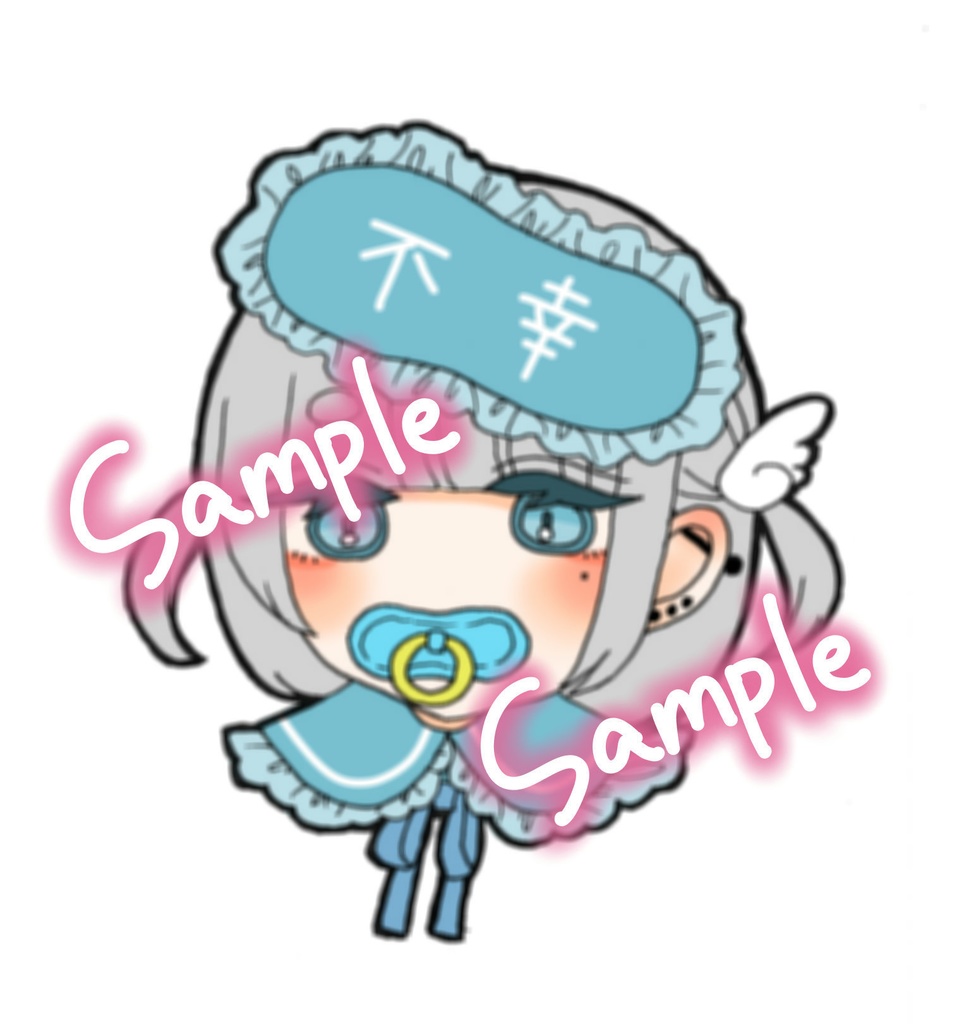 手描きステッカー　おしゃぶり不幸ガールちゃん