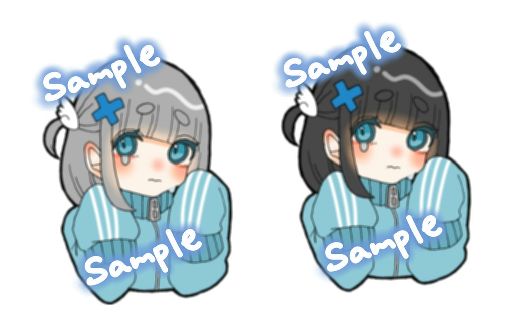 手描きステッカー　ぴえんジャージちゃん　大小２枚セット